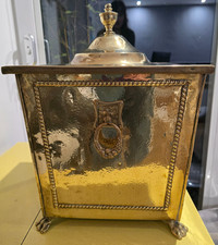 Antique footed brass log /