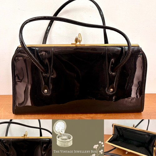 60s black patent leather - , top