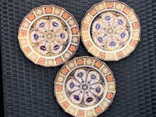 3 x Rare Royal Crown Derby Old Imari 1126 Scalloped Gadrooned Luncheon Plates 9"