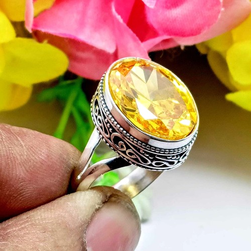 Citrine gemstone ring - citrine, 925