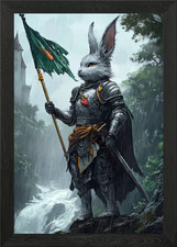 Rabbit Knight with Flag in