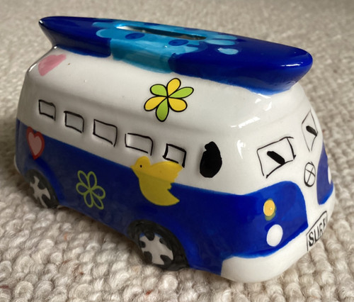 Blue hippie camper van - van, money