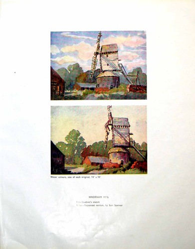 Antique old print wrotham mill - print,