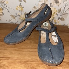Clarks Active Air Blue Nubuck Leather T-Bar Mary Jane Comfort Shoes. Size 5. VGC