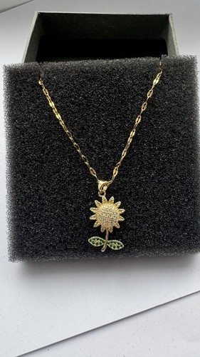 Gold sunflower necklace - gold,