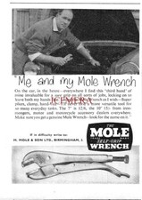 Adjustable Self-Grip MOLE WRENCH ADVERT Small Vintage 1960 Print Ad 691/50