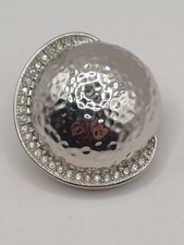 Chic Pierre Lang Silver Tone Globe Pendant With Encrusted Rhinestones 
