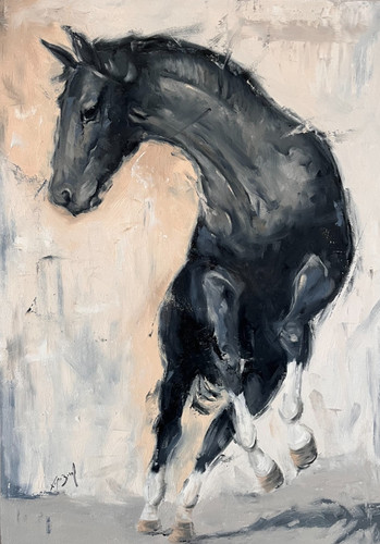 Horse oil panel black - horse,