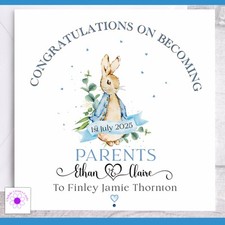 Personalised New Baby Boy  New Grandparents Congratulations Card, New Parents