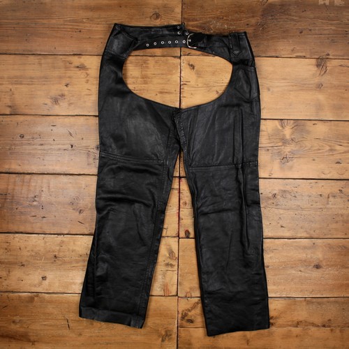 Leather rider chaps trousers - leather,