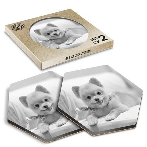 Hexagon coasters bw - coasters,