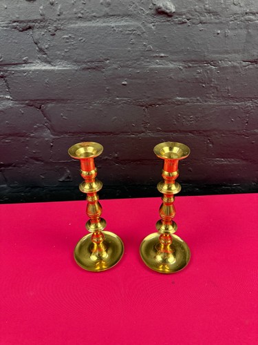 Pair brass candlestick - of,