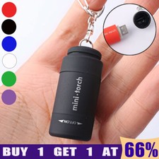 USB Rechargeable LED Light Flashlight Mini Torch Pocket Keychain Waterproof Lamp