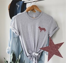 Golden Retriever Glitter Print Ladies T Shirt Unisex Dog Lovers Top kids sizes 