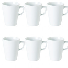 Porcelite Latte Mug 11cl 4oz White Porcelain Coffee Cup Pack of 6 Durable Design
