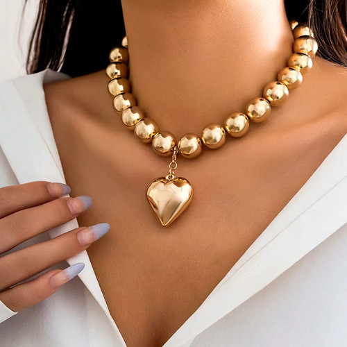 Beaded chain necklace - beaded,