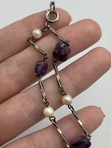 Vintage pearl amethyst chip - pearl,