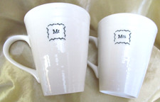 East of India Pair Of Porcelain Mugs Mr & Mrs VGG Anniversary Gift No Box