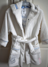 Disney Store WINNIE THE POOH Ivory & Blue HOODED DRESSING GOWN  - Age 2 Years