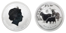 Australian, 2015 Half Ounce lunar 'Year of the Goat' 0.999 Silver capsulated