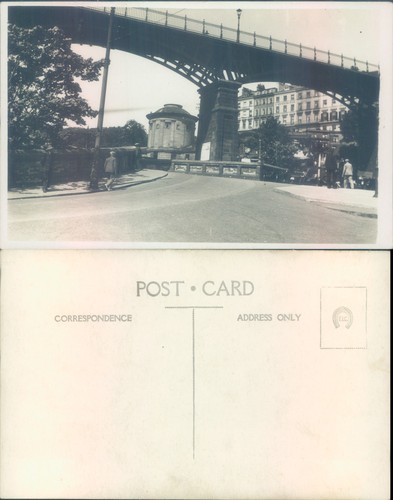 Iron bridge and buildings