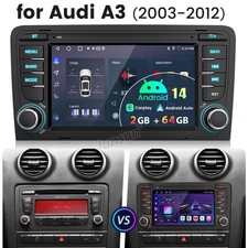 2+64GB For Audi A3 2003-2013 7" Android 14 Car Radio Stereo Carplay GPS Sat Nav