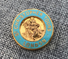 ST CHRISTOPHER TOURS LONDON VINTAGE ENAMEL PIN BADGE