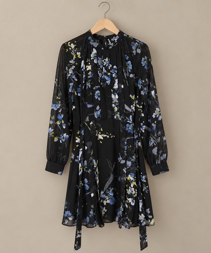 Reiss black blue floral print - black,