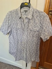 Gap Short Sleeve Grey/White Print Slimfit Shirt Large