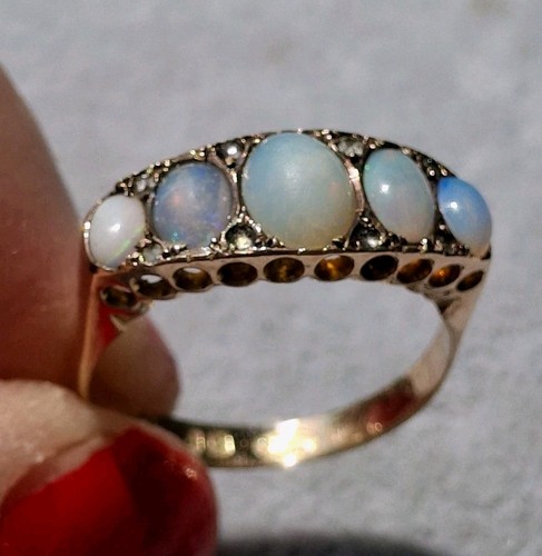 Antique 9ct opal and - opal, diamond