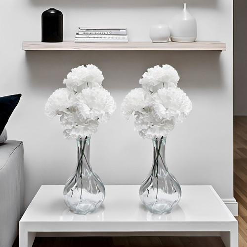 Pair glass vases with white - with,