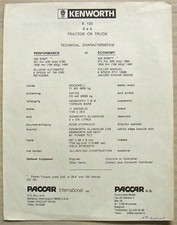 KENWORTH K100 6x4 TRACTOR TRUCK Tech Characteristics Leaflet 1979 English French