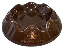 Whitbread Ceramic Pub Ashtray Brown Vintage 80s 90s Cigar Home Bar Pub Man Cave