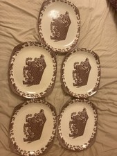 5 X Vintage Beefeater English Ironstone Bull Dinner Plates