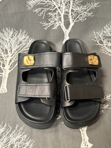 Black sandals with gold - sandals,