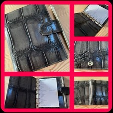 LIMITED EDITION-SUCCES JUNIOR-GREY CROC PRINT CALF LEATHER-FILOFAX POCKET SIZE