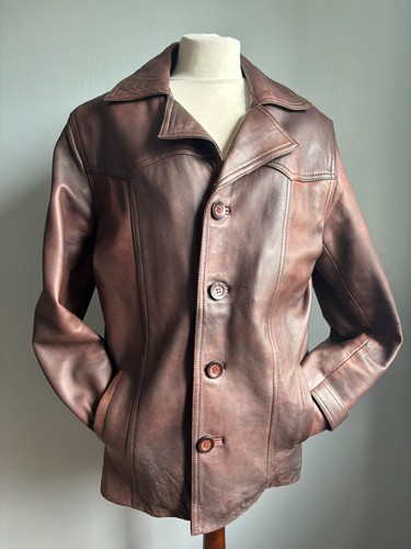Mens distressed leather jacket - distressed,