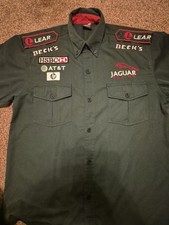 Jaguar Men's Vintage Racing Shirt F1 Team Grand Prix Pit Crew, Size L, Green 
