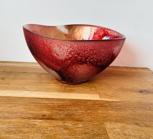 Decorative red art glass - art, bowl