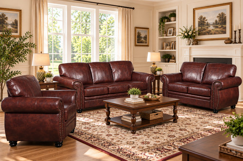 Brown leather seater 2 - leather, /