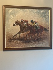 William Moninet Horse Racing oil on canvas - very rare - only one on Ebay in UK