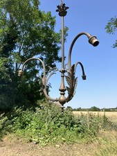 Antique Art Nouveau English Brass 3 Arm Chandelier Great Condition