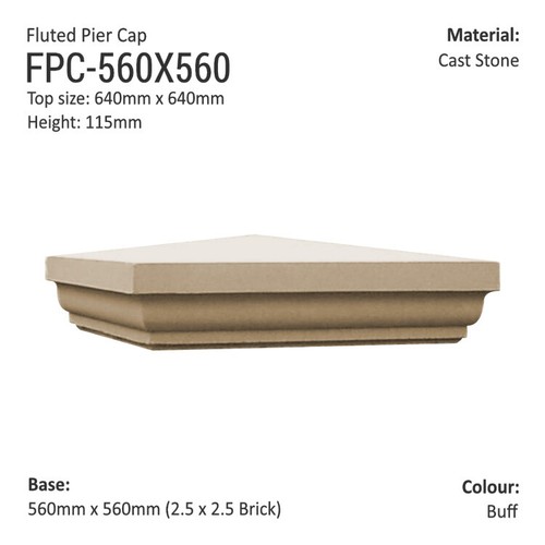 Cast stone fluted pier cap - pier,