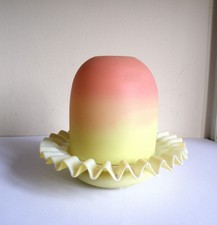 A VICTORIAN THOMAS WEBB BURMESE GLASS FAIRY LIGHT WITH SATIN GLASS BASE