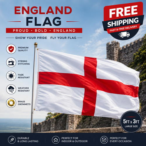 Large polyester england - 5'x3',