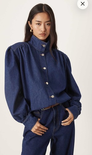 Asos denim high neck puff - denim,