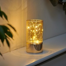 Auraglow Wire Rice Light - Glass Cylinder LED Battery Lantern with Timer Option