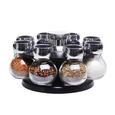 8 Glass Jars Rotating