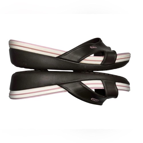 Crocs brown pink wedge criss - crocs,