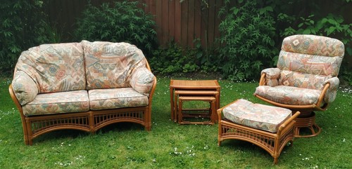 Cane furniture set - furniture, 2-seater